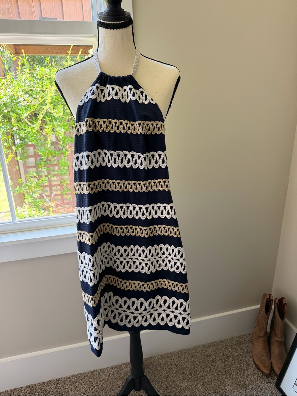 Lilly Pulitzer Navy/White/Gold Halter Dress Size 00